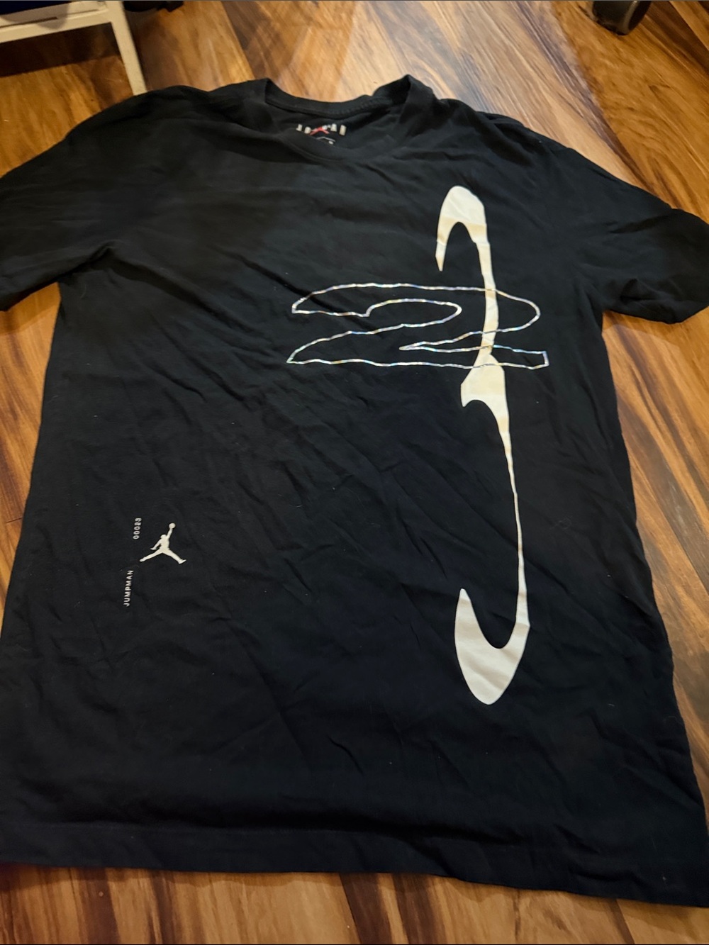 Jordan Black Short-Sleeve Tee with White Jumpman Graphic